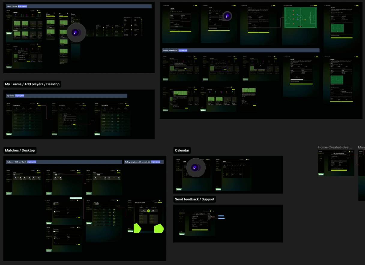 heeyCoach product screens and tactical planning flow mockups